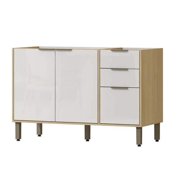 Balcão 120 BGL02 Glória Castanho/Off White Mx Móveis