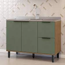 Balcão 120 BTO03 Toscana Freijó/Jade 100% MDF Mx Móveis