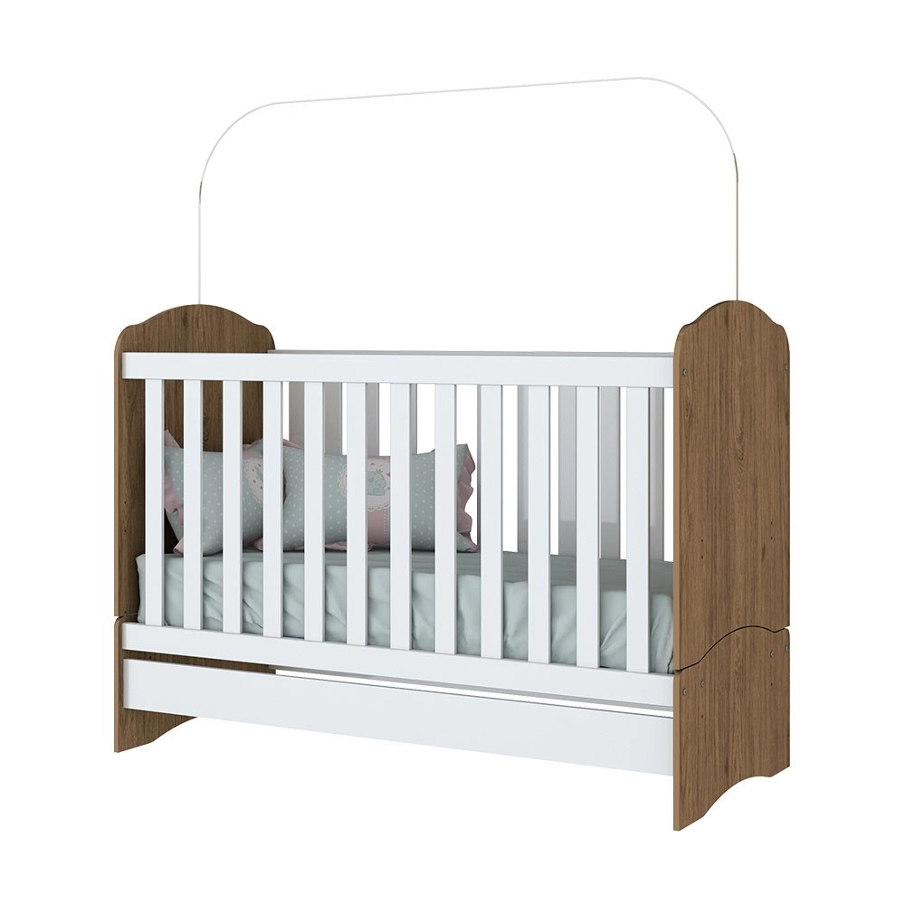 Berço Henn Bala de Menta Rústico/Branco I02-18 