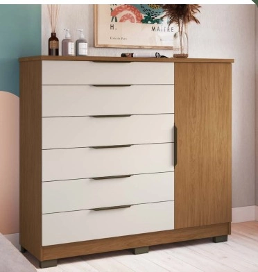 Comoda Sapateira 6Gav Paris Freijó/Off White FAIMEC 