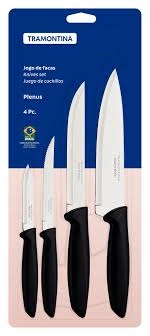 Conjunto de Facas Tramontina Plenus Inox/Preto 04 Peças (Ref: 23498064)