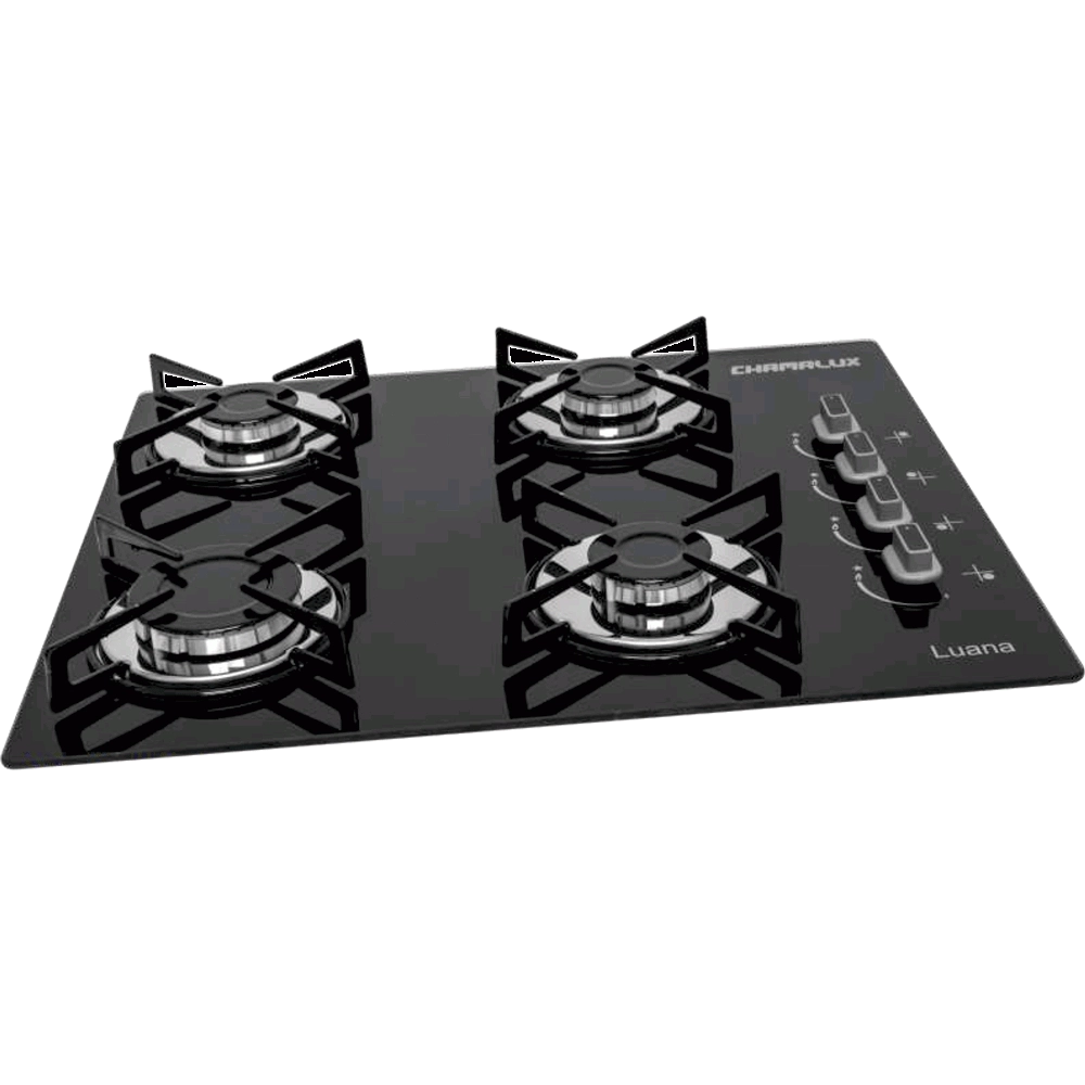 Cooktop Chamalux 4 Bocas Vidro Preto Ultra Chama 