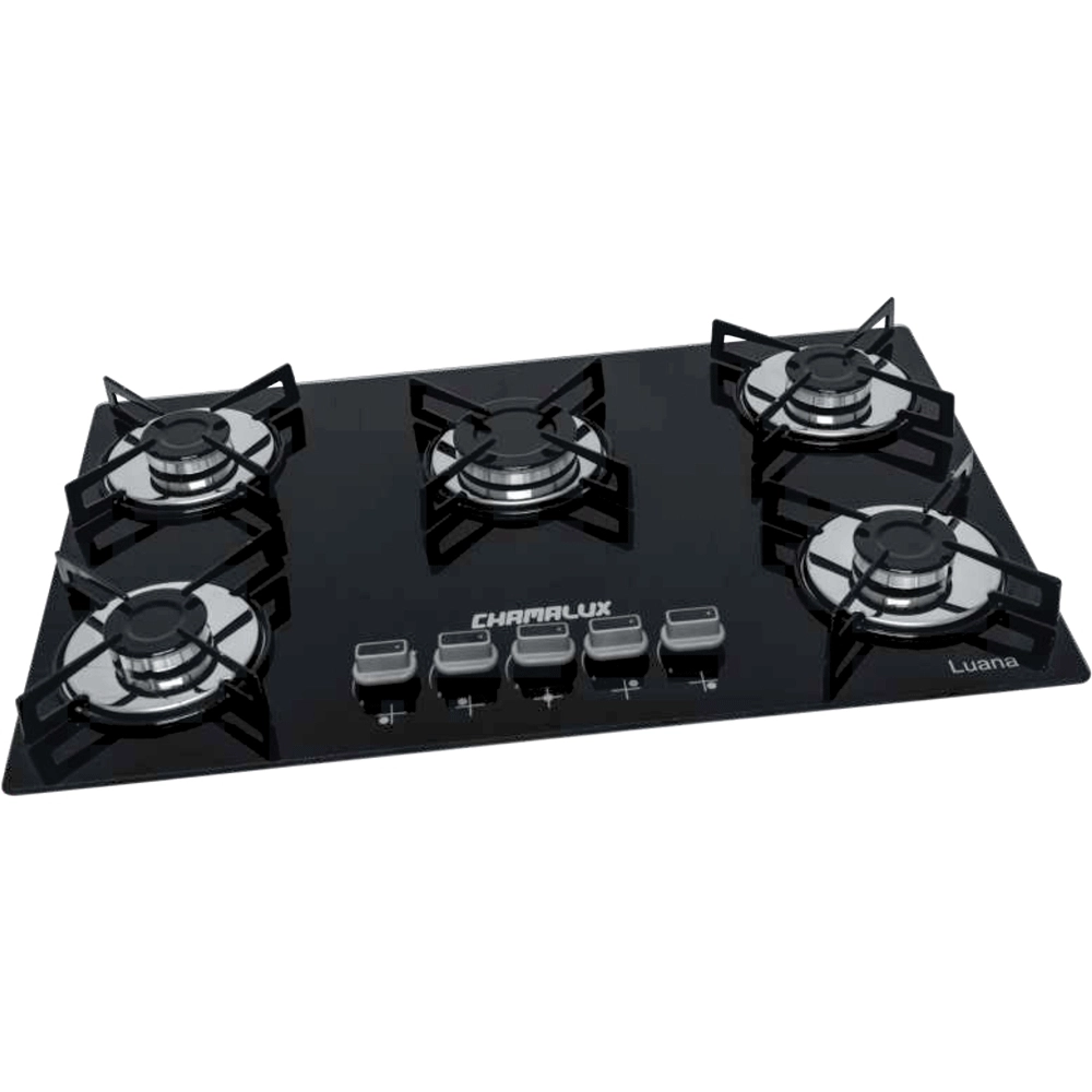 Cooktop Chamalux 4 Bocas Vidro Preto Ultra Chama