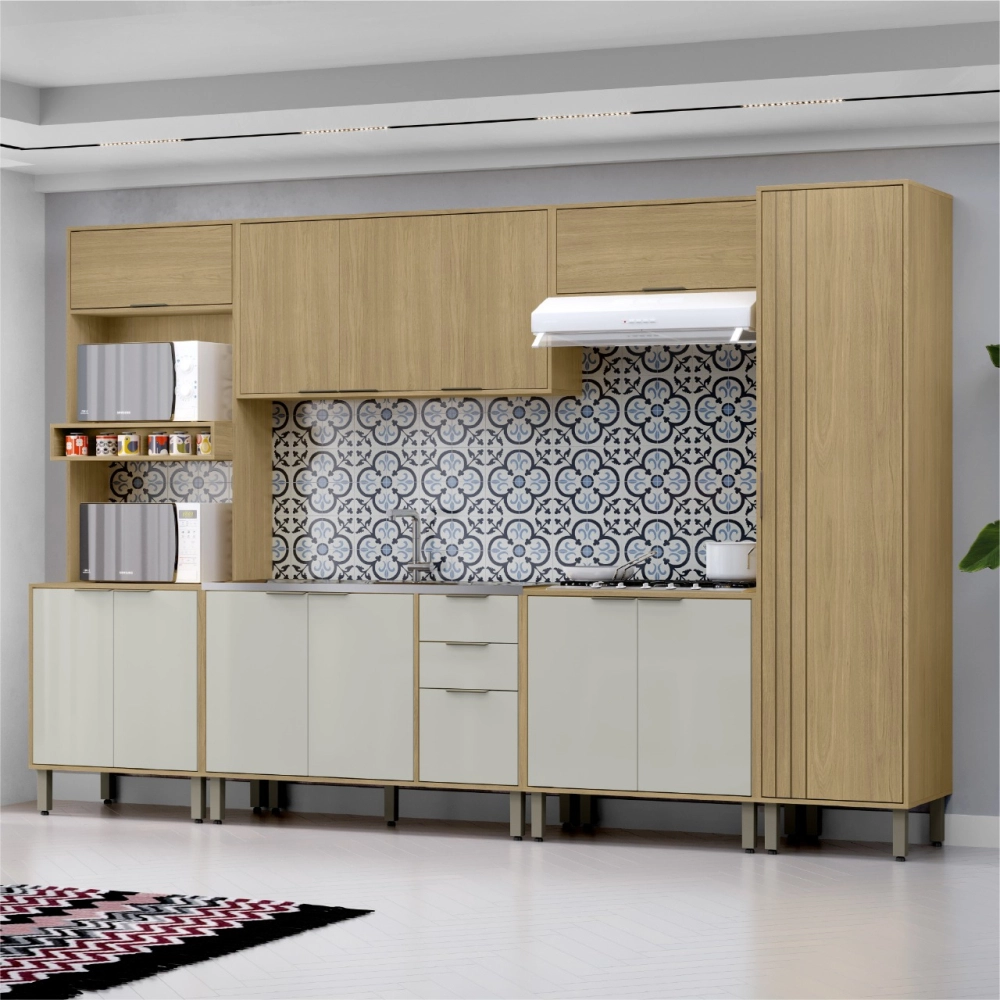 Kit Cozinha 6 Peças Glória Castanho/OFF White MX Móveis