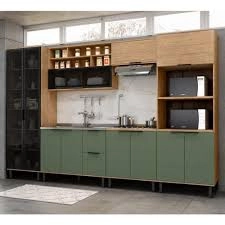 Kit Cozinha 6pc Toscana Freijó/Jade 100% MDF Mx Móveis