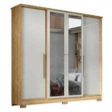 Roupeiro 4P Monaco RG108 Marrocos/Off White com espelho Mx Moveis 