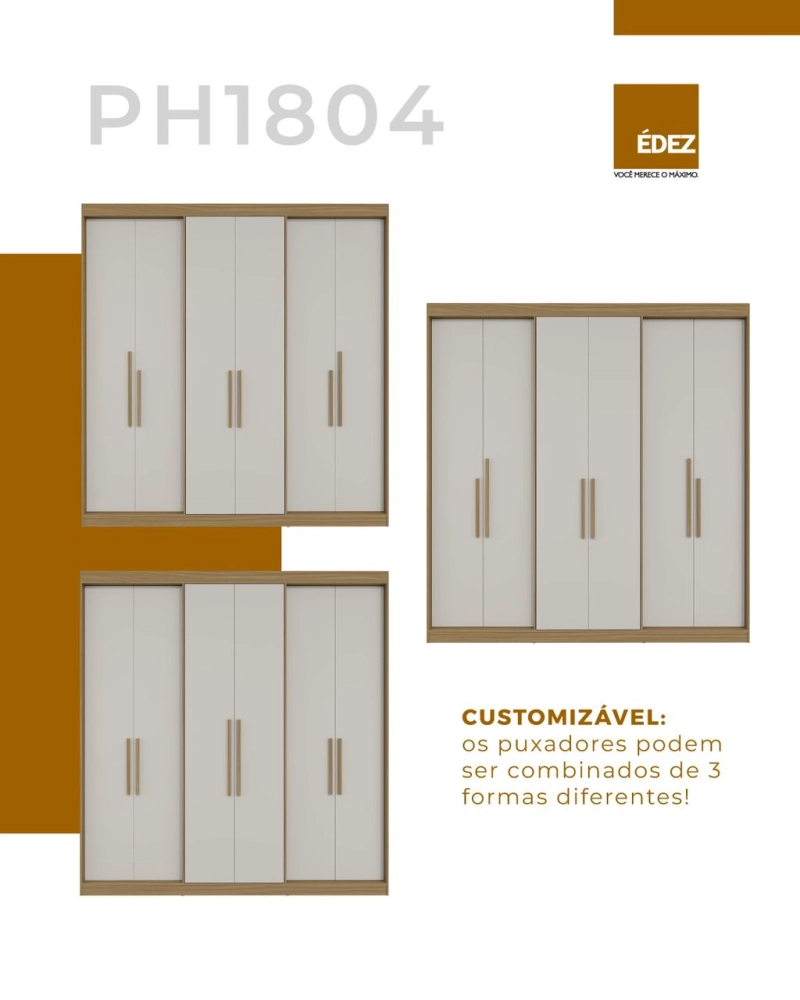 Roupeiro 6P Carvalho Vermontt/Off White Edez(PH1804)