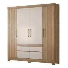 Roupeiro Bilbão 4P Amêndola/Off White Demobile