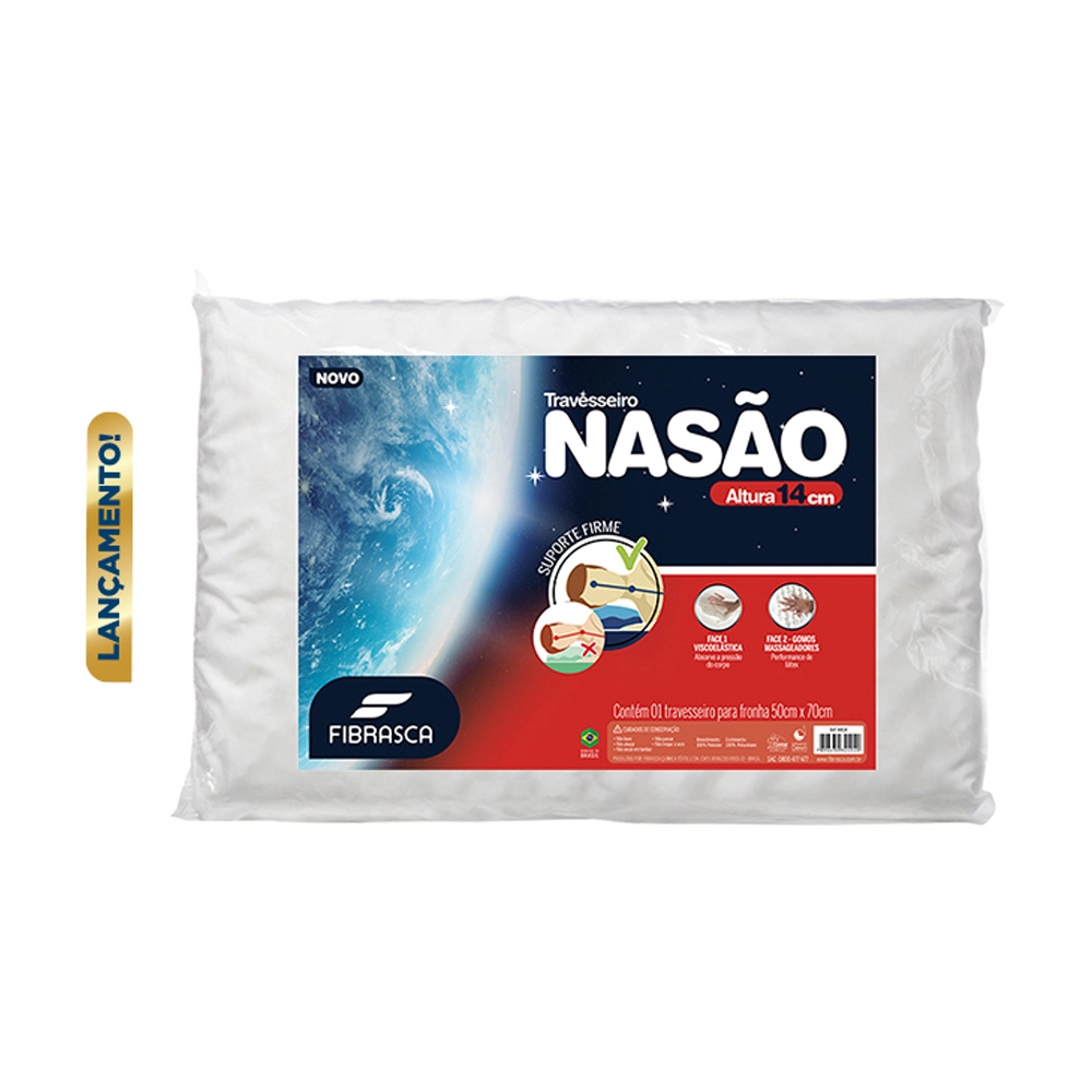 Travesseiro Nasão 50x70 Branco Fibrasca (4404) 